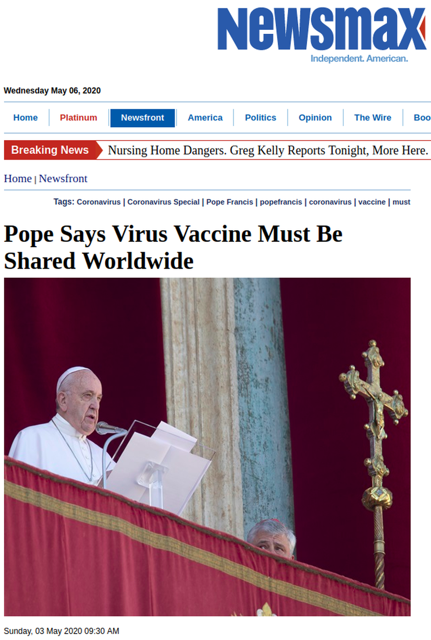 Pope Francis pushed for vaccine to be shared worldwide